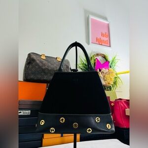 Authentic Nina Ricci Black and Gold Designer Women's Bag